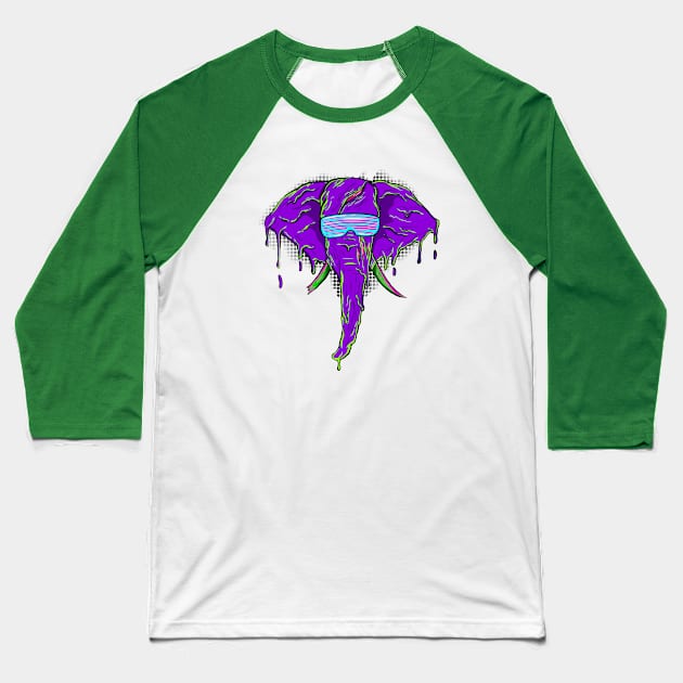 Melted Elephant Head Glasses Baseball T-Shirt by yogisnanda